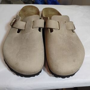 Birkenstock Boston Clog Sandals Size 40  Nubuck Leather Slip On Casual Worn 2x